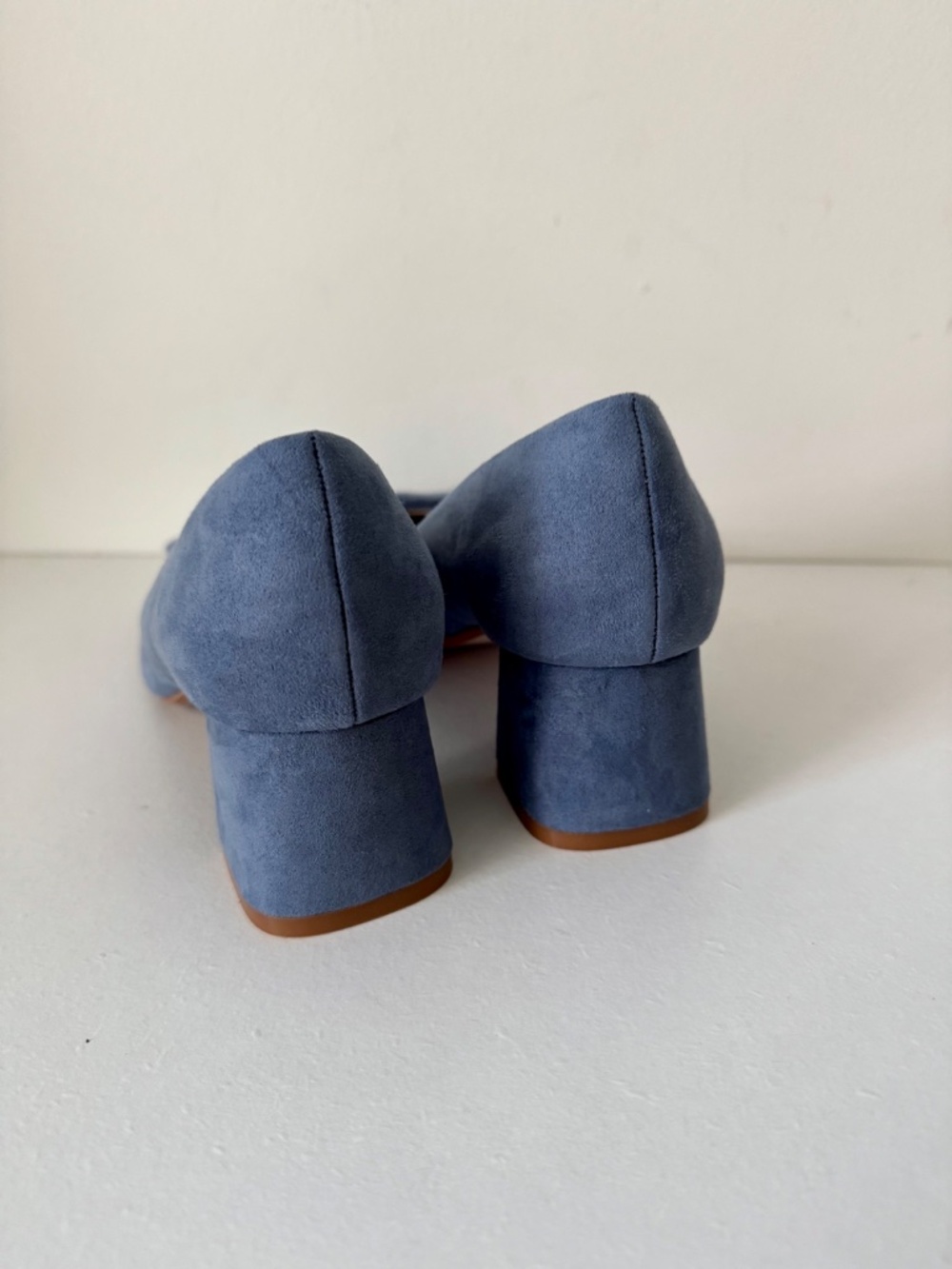 NEW! Zara Blue Suede Leather Bow Detail Block Heels | Size 37 (US 6.5) - Picture 7 of 12